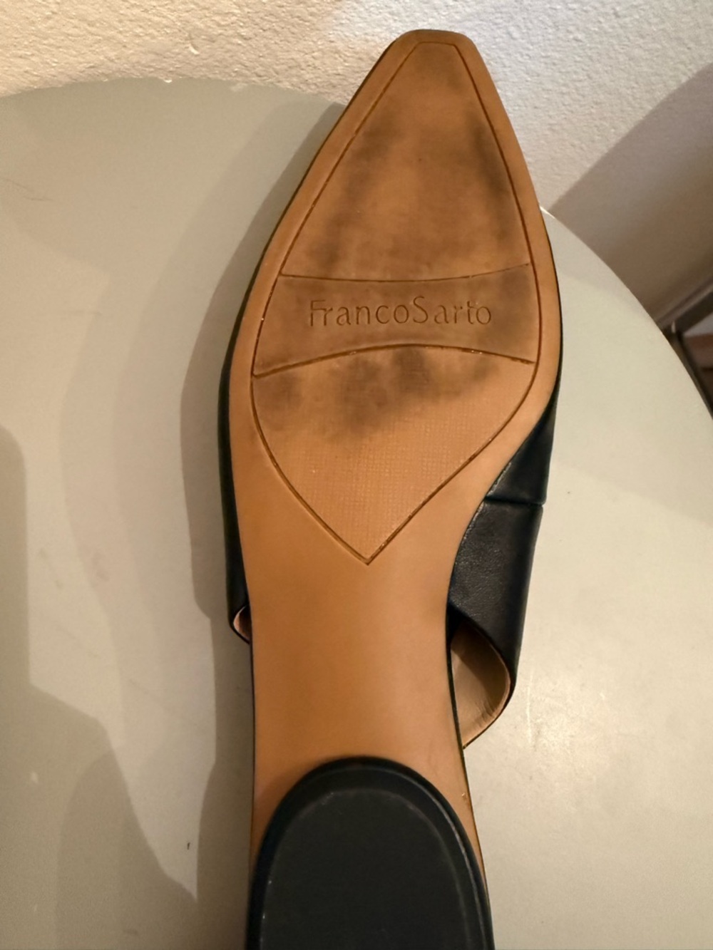 Franco Sarto Black Leather Slingback Flats Pointed Toe Size 8 EU 38 Minimalist - Picture 5 of 5